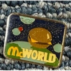Vintage‎ McDonald's McWorld Outer Space Cheeseburger Employee Lapel Hat Pin
